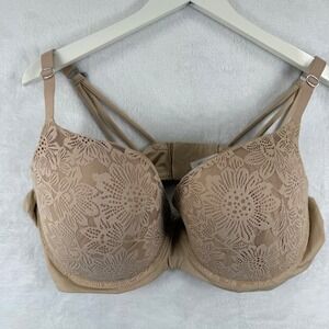 Aerie Real Sunnie Demi Bra 42DD Tan Nude Floral Lace Strappy Back Real Good